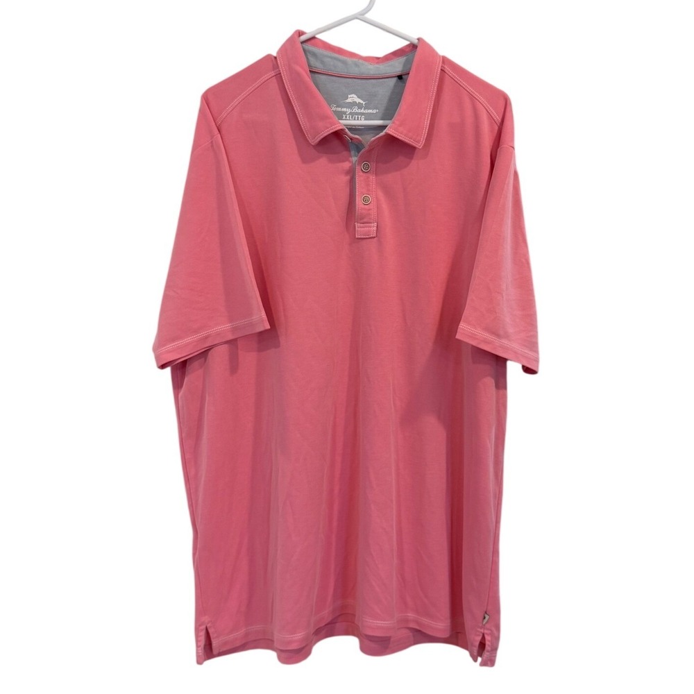 Tommy Bahama Mens XXL Coral Pink Emfielder Tencel Blend Short Sleeve Polo Shirt